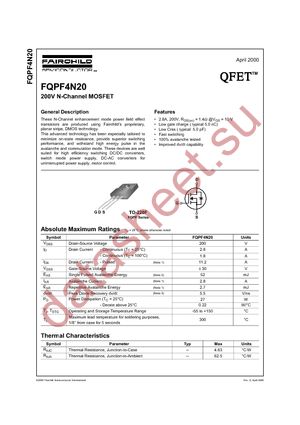 FQPF4N20 datasheet  